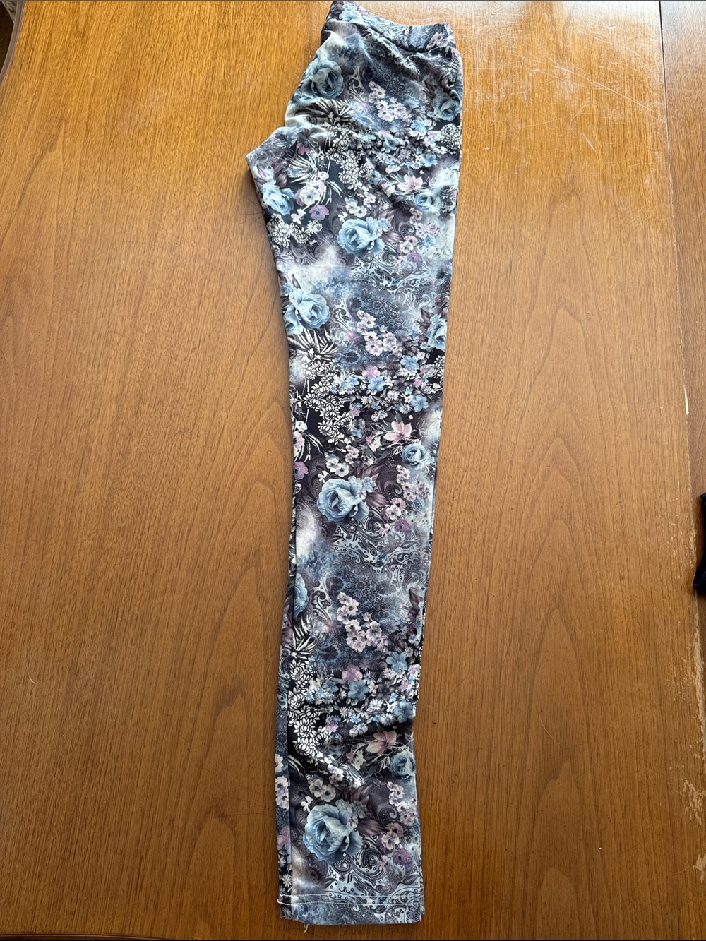Floral Print Leggings - Blue Gray